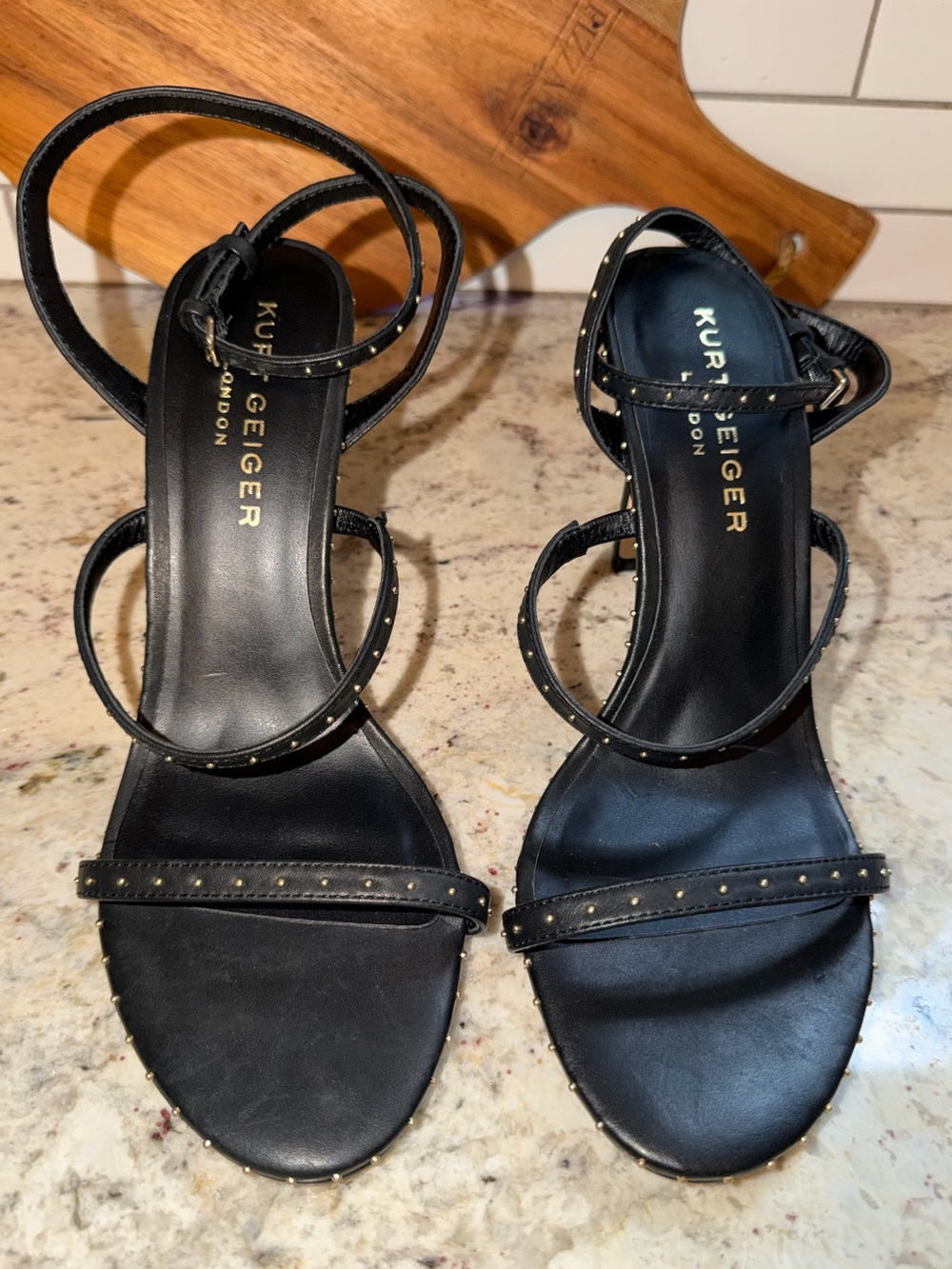 Kurt Geiger $199 London Portia Black Studded Sandal Stiletto 41 US 10 NWOT